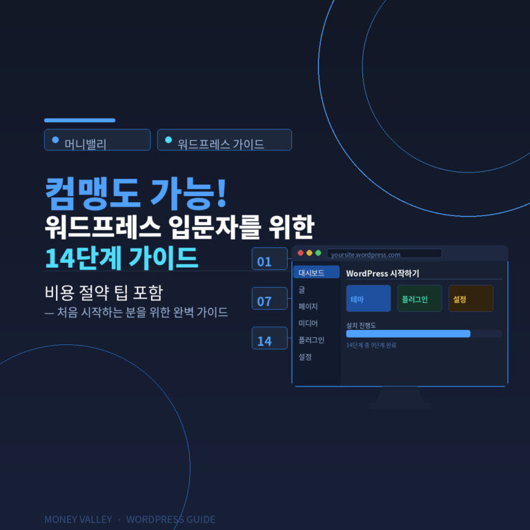 컴맹도 가능! 워드프레스 입문자를 위한 14단계 가이드 (비용 절약 팁 포함)