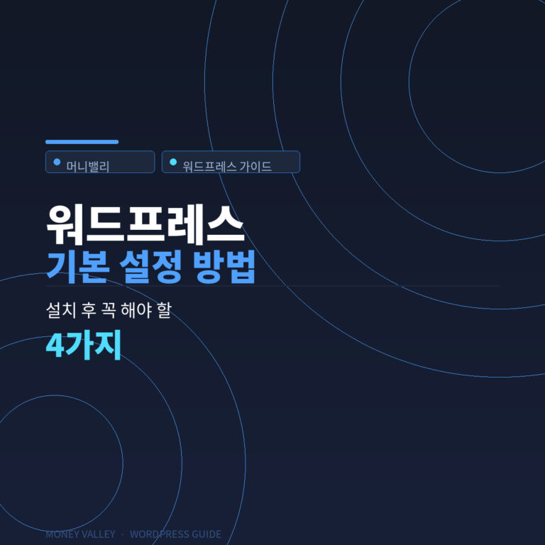 워드프레스 기본 설정 4가지
